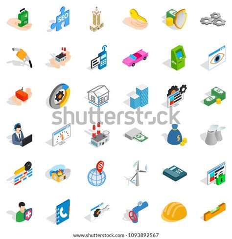 Company Icons Set Isometric Style 36 Stock Illustration 1093892567