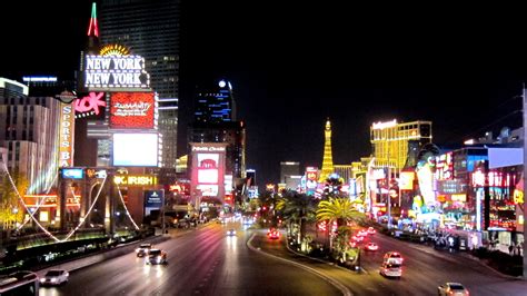 Las Vegas Night Photography Street Lights Buildings With Light Ads