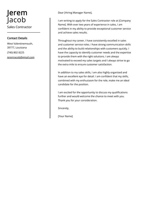 Sales Contractor Cover Letter Examples Template And 20 Tips