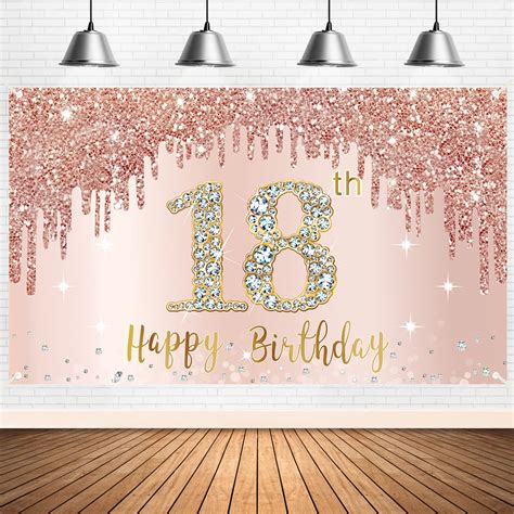 Buy Happy 18th Birthday Banner Backdrop Decorations For Girls Rose