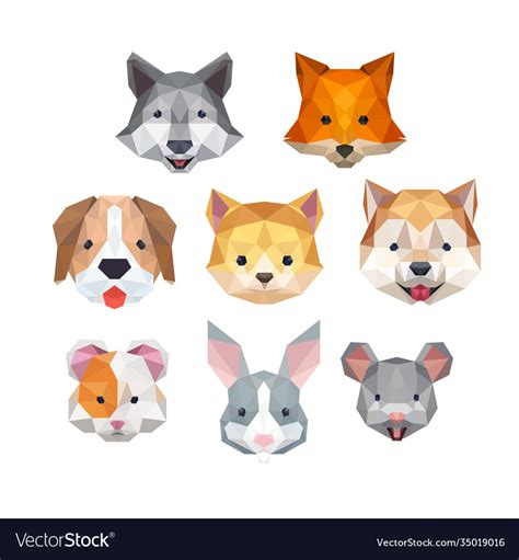 Cute Animal Face With Polygonal Geometric Style Vector Image