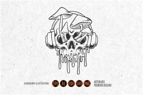 Funky Psychedelic Skull Mushroom Svg Grafik Von Artgrarisstudio