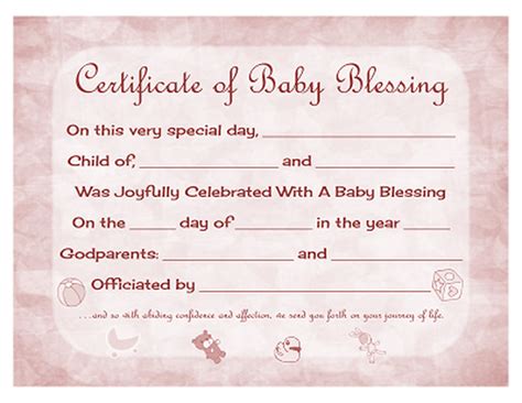 Baby Blessing Certificates