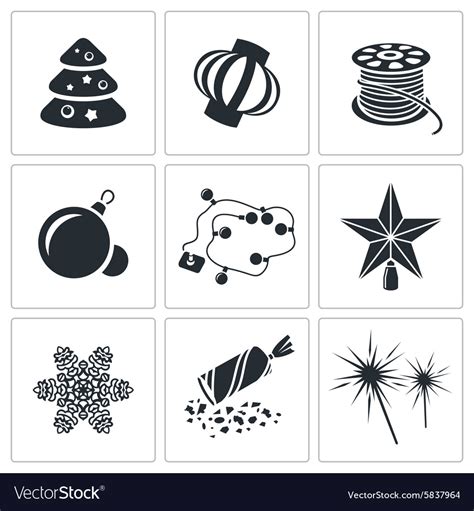 Christmas Decorations Icons Set Royalty Free Vector Image