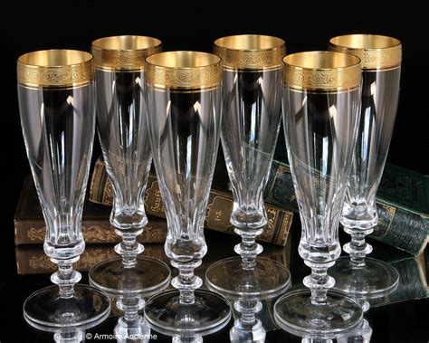Crystal Champagne Flutes Glasses With 24k Gold Minton Rim Etsy Vintage Crystal Glasses