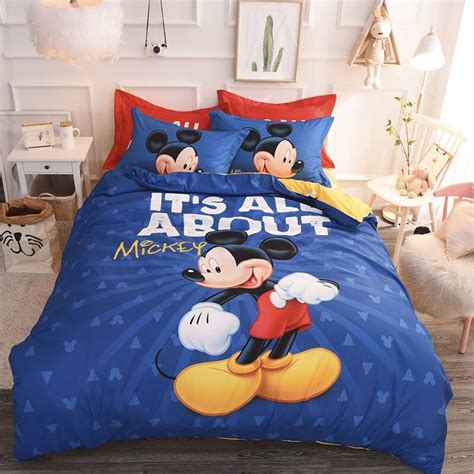 Blue Mickey Mouse Printed Comforters Bedding Sets Childrens Boys