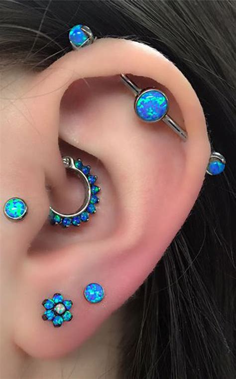 Cute Multiple Blue Opal Ear Piercing Ideas For Women Earings