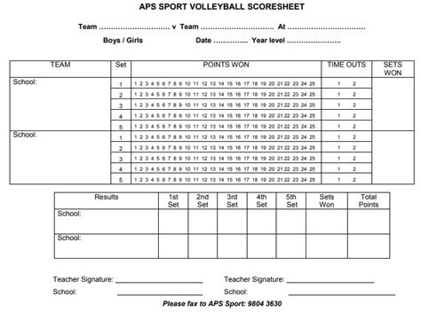 Free Printable Volleyball Scoresheet Templates Excel Word Pdf