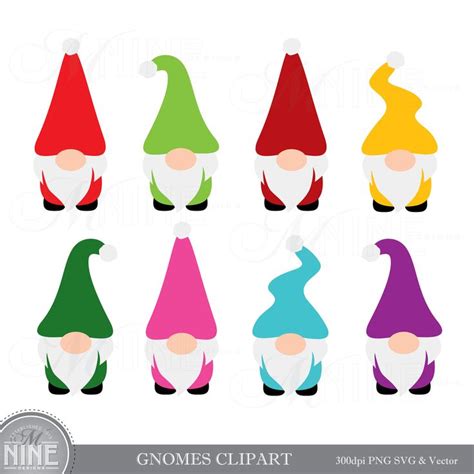 Gnome Clip Art Christmas Gnomes Clipart Downloads Vector Etsy