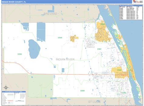 Indian River County Florida Zip Code Wall Map