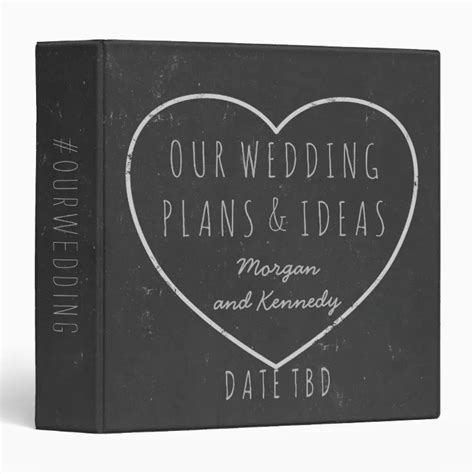 Wedding Plans Ideas Faux Chalkboard Planner Binder Zazzle