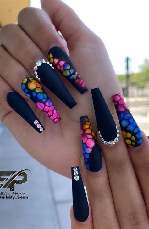 Bling Acrylic Coffin Nails Design With Rhenistones Charming And Pretty Mycozylive Com