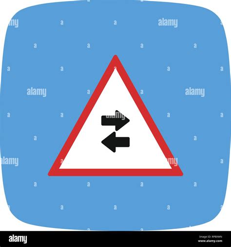 Vector Two Way Traffic Crosses One Way Road Sign Icon Stock Vector