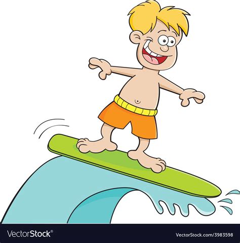 Cartoon Boy Surfing Royalty Free Vector Image Vectorstock