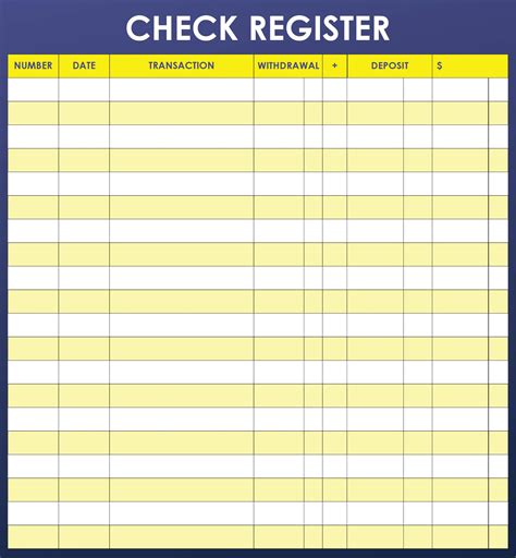 Best Free Printable Check Registers For Checkbooks Pdf For Free At