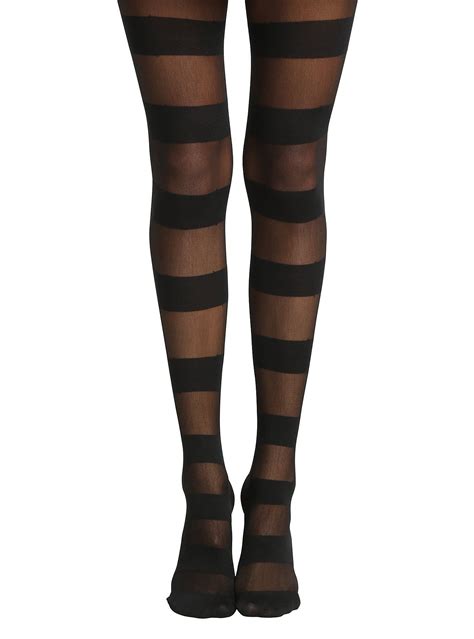 Blackheart Wide Black Stripe Tights Striped Tights Striped Stockings Sheer Tights