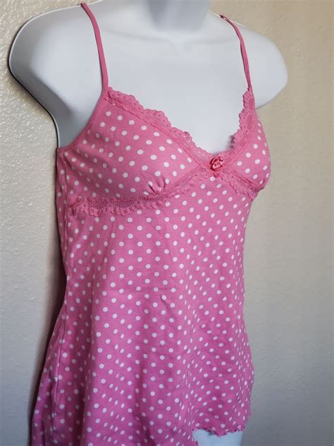 Pink Polka Dot Cami Excellent Condition Soft Fabric Gently Used Size Small Comfy To Sleep In