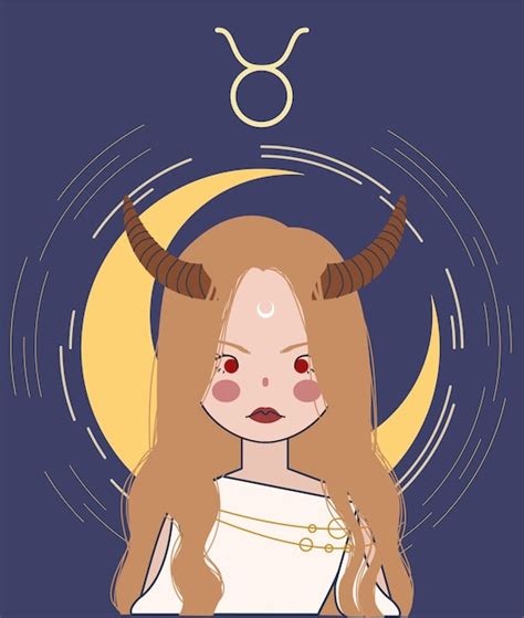 Premium Vector Zodiac Girl Taurus Illustration Astrology Illustration