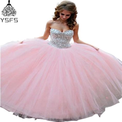 Free Shipping Sparkle Crystals Sweet 16 Dresses Sweetheart Ball Gown Pink Quinceanera Dresses