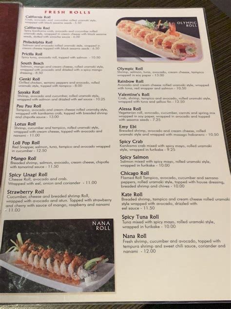 Menu At Tensai Restaurant Laredo