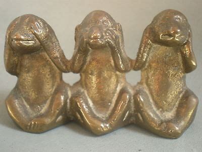 Brass Three Wise Monkeys Lovely Heavy Figurine Ebay