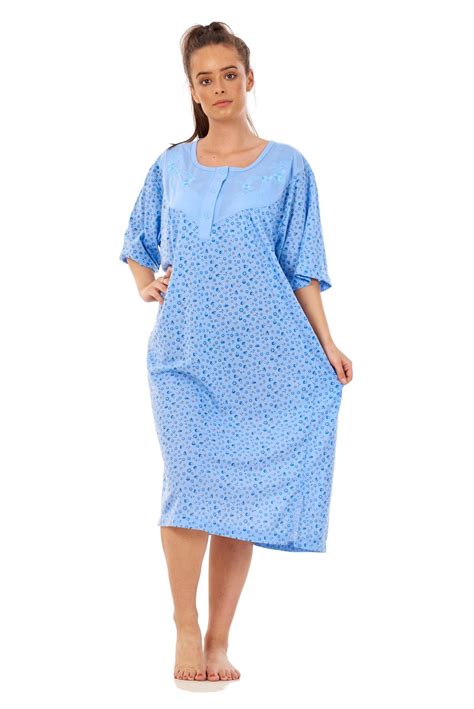 Plus Size Ladies Nightwear Cotton Floral Print Short Sleeve Nighties
