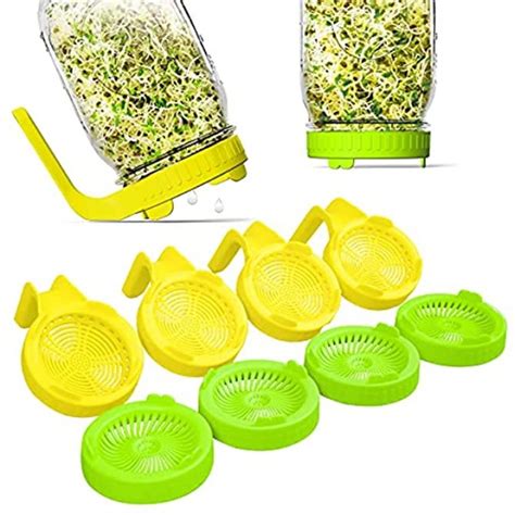 Nsynsy Sprouting Lids8 Pack Plastic Sprouting Kit With Handle