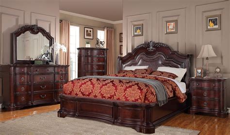 Rich Mahogany Upholstered Panel Bedroom Set B1394n 5h 5f