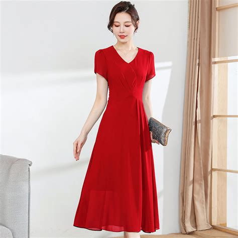 chiffon dress women s summer 2023 red new style classy luxury big brand elegant socialite