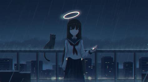 4k Girl In The Rain With Cat Wallpaper Hd Anime 4k