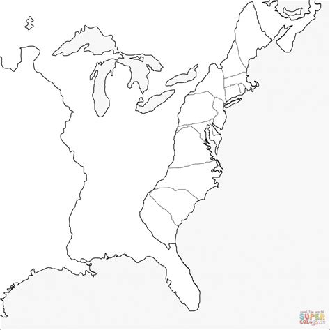 Outline Map 13 Colonies Printable Printable Maps