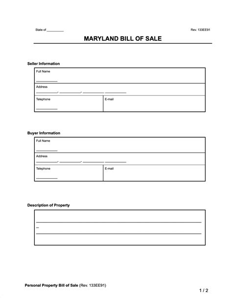Free Maryland Bill Of Sale Forms Pdf Word Legaltemplates