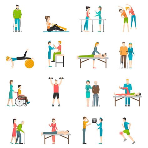 Physiotherapy Rehabilitation Color Icons Vector Art At Vecteezy