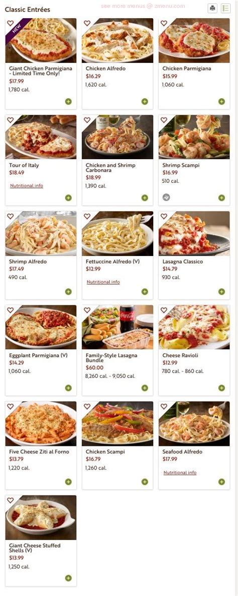 Alfredo, butter, creamy mushroom, five cheese marinara, garden tomato sause (aka bell pepper sause) meat sauce, parmesan peppercorn, pesto*, primavera, scampi, spicy cherry pepper, sundried tomatoe. Online Menu of Olive Garden Italian Restaurant Restaurant ...