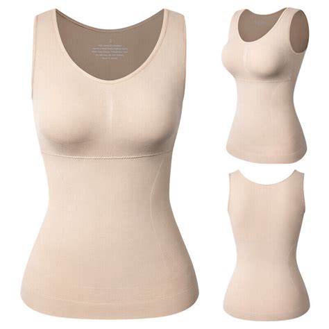 Women Cami Shaper With Built In Bra Tummy Control Sleevess Tank Top