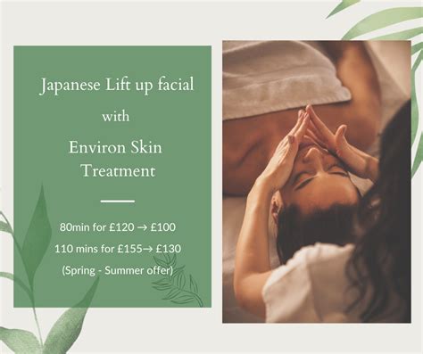spring summer special offer japanese lift up facial massage with environ skin treatment
