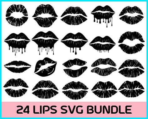 Lips Svg Bundle Dripping Lips Svg File For Cricut Makeup Silhouette Cut Files Lips Kissing Svg