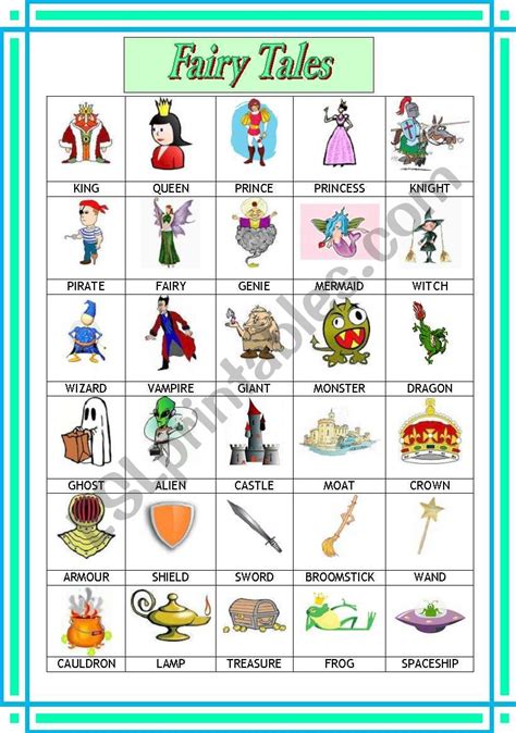 Fairy Tales Pictionary Poster Esl Worksheet By Coyote