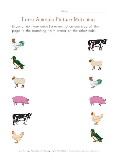 Farm Animals Worksheet Picture Matching Farm Animals Preschool