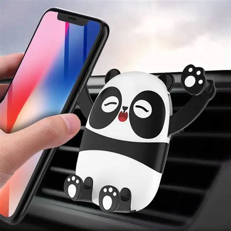 Cute Panda Induction Car Mobile Phone Holder Stand Gravity Air Vent