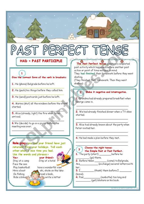 Past Perfect Tense Esl Worksheet By Jelenac