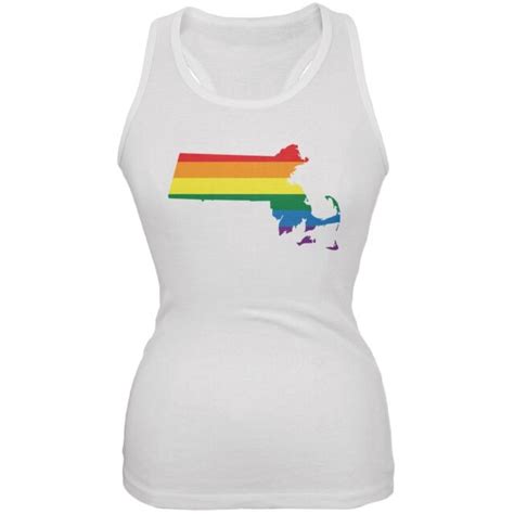 Massachusetts Lgbt Lesbian Pride Rainbow White Juniors Soft Tank Top Ebay