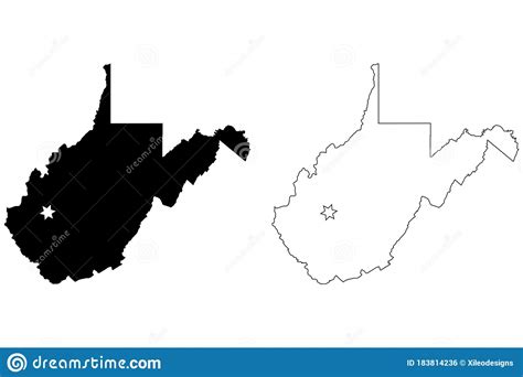 West Virginia Wv State Map Usa With Capital City Star At