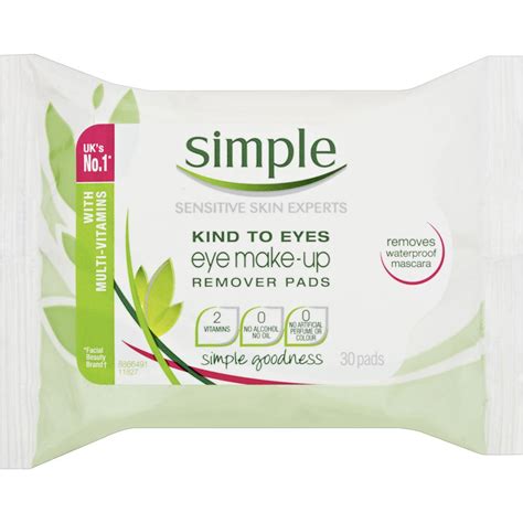 Simple Kind To Eyes Eye Make Up Remover Wipes 30 Pack Woolworths