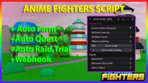 Anime Fighters Script Auto Farm Auto Trial And More Zer0 Hub Youtube