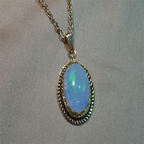Beautiful Idaho Fire Opal Pendant In Goldtone With 24 Inch Etsy