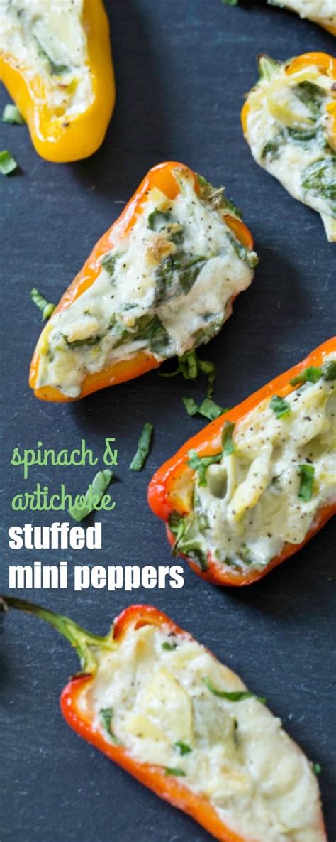 For new year's, i used to make beef and cheddar pigs in a blanket, but now i like apple. Spinach and Artichoke Stuffed Mini Peppers | Stuffed mini ...