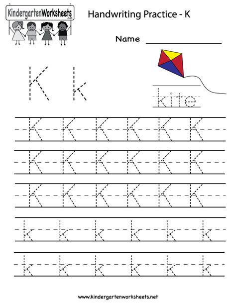 Kindergarten Letter K Writing Practice Worksheet Printable Life