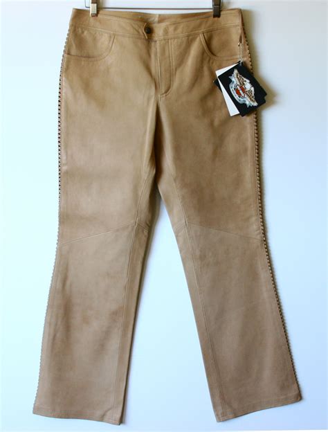 Harley Davidson Tan Leather Pants Wanderlust Womens 10 L 32 Pants