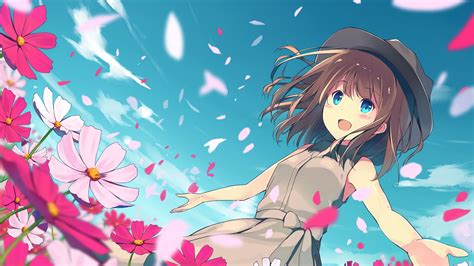 Desktop Wallpaper Anime Girl And Flowers Hd Image Picture Background Fs6vei